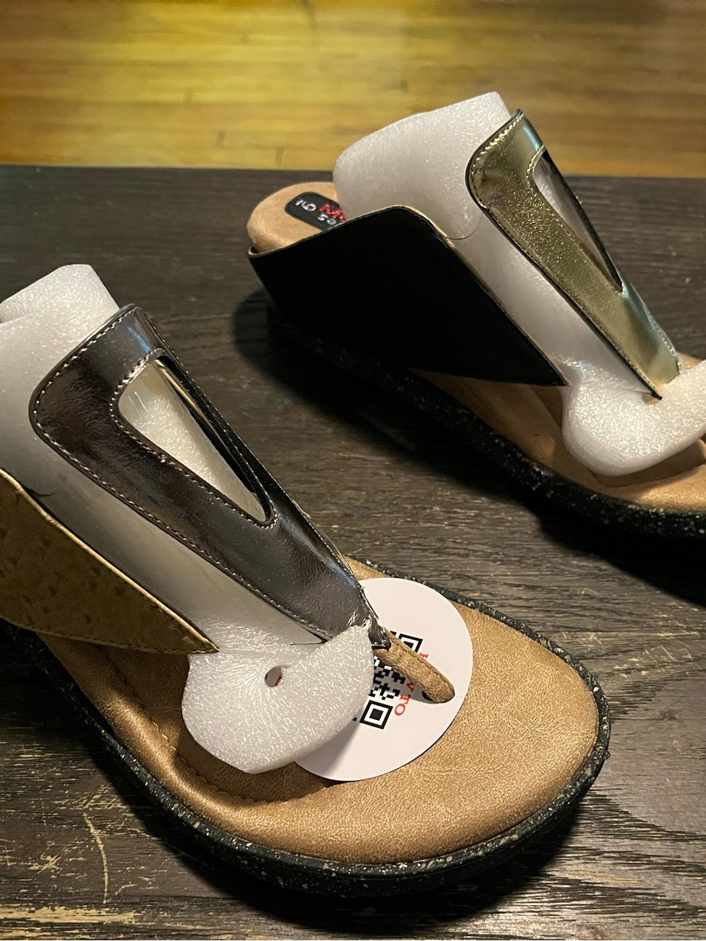 Modzori Women’s Metallic Accent reversible Wedge “Grazia” Sandals -